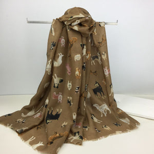Dog Printed Scarf - Choice of colours