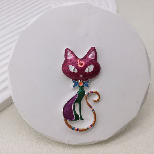 Magnetic Scarf Brooch - Stylish Pink Cat