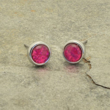 Load image into Gallery viewer, Miss Milly Fuchsia Foil Resin Stud Earrings