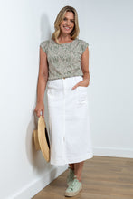 Load image into Gallery viewer, Lily &amp; Me Rosanna Twill Midi Skirt - White