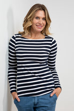 Load image into Gallery viewer, Lily &amp; Me Cleeve Top Ecru/ Navy Stripe