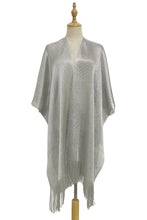 Load image into Gallery viewer, Plain Metallic Thread Tassel Edge Kimono / Coverup - Silver or Black