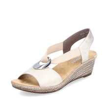 Load image into Gallery viewer, Rieker Leather Sandals 624H6 - Beige/ gold