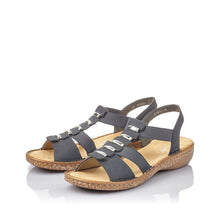Load image into Gallery viewer, Rieker Elasticated Sandals 62850- Navy