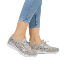 Load image into Gallery viewer, Rieker Slip-On Shoes/ Trainers L32P6 - Metallic Silver