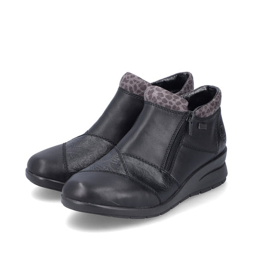 Rieker L4881 Ladies Slip On Leather Shoes - Black