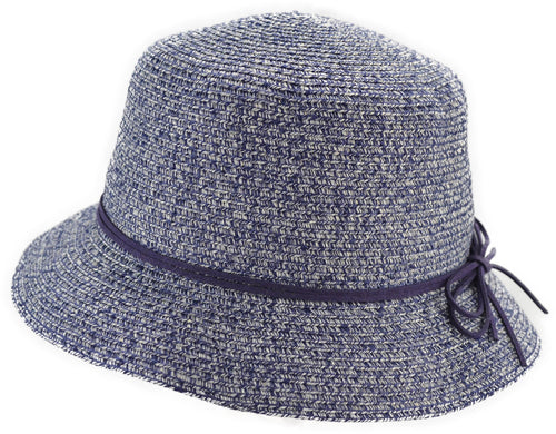 Summer Hat with Ribbon - Speckled Blue