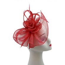 Load image into Gallery viewer, Large Mesh &amp; Feather Flower Fascinator - Pretty Swish Accessories Ripley Derbyshire