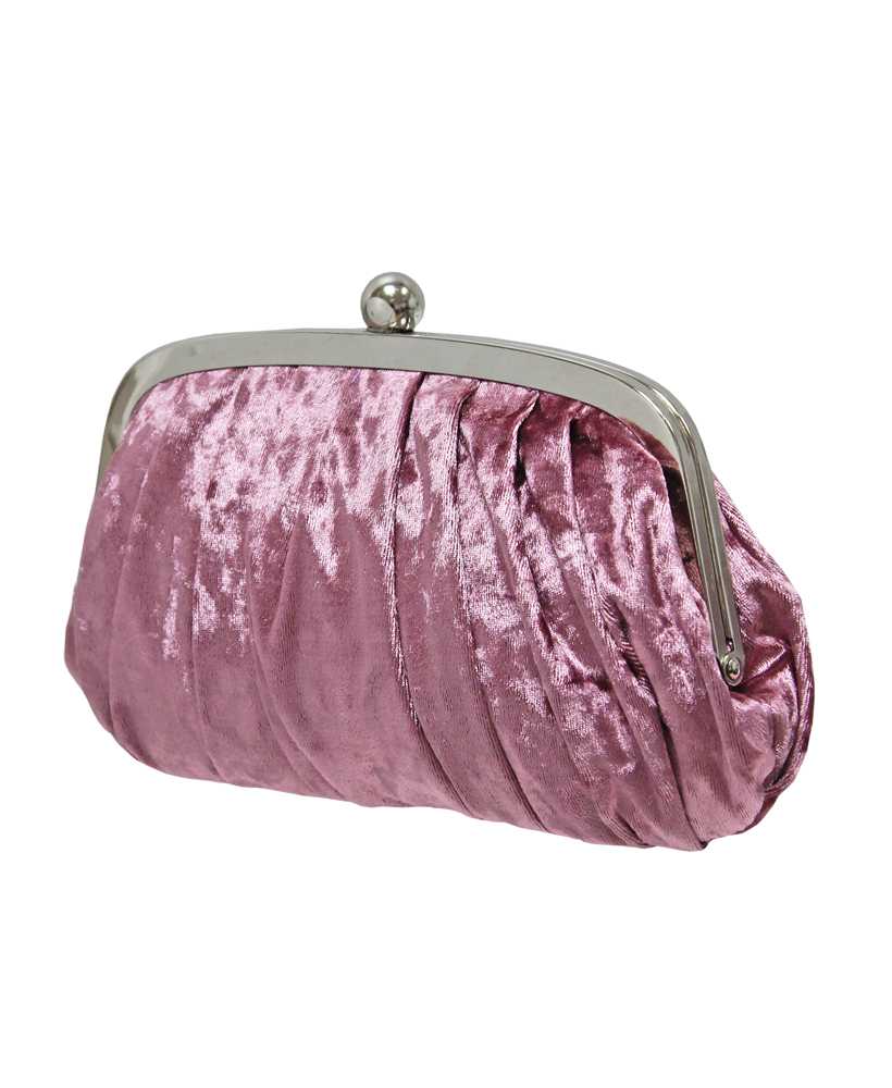 Envy Velour Clip Framed Shoulder Bag/ Clutch - Pink