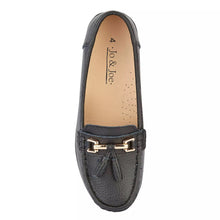 Load image into Gallery viewer, Nautical Black Leather Loafers - sizes 3-8