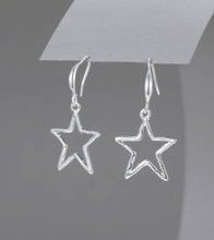 Load image into Gallery viewer, Gracee Silver Open Star Drop Earrings