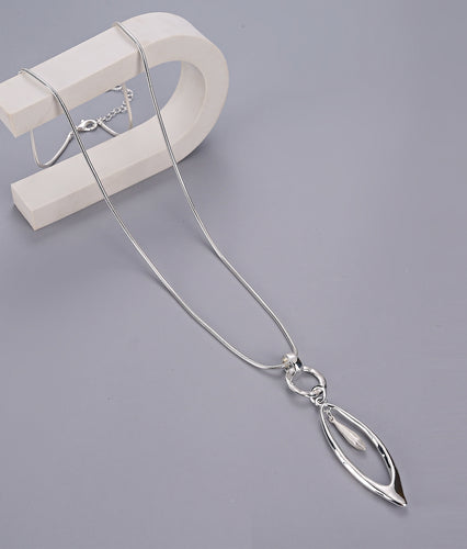 Gracee Long Necklace with Silver Pointed Pendant