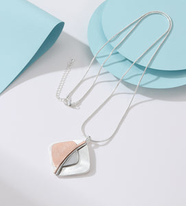 Gracee Long Necklace with Silver and Rose Gold Pendant