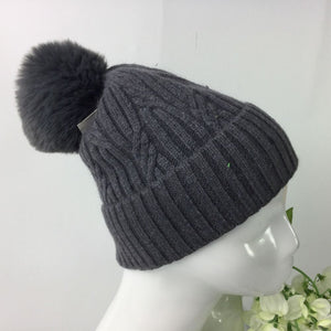 Cable Knit Winter Pom Pom Hat - Choice of colours