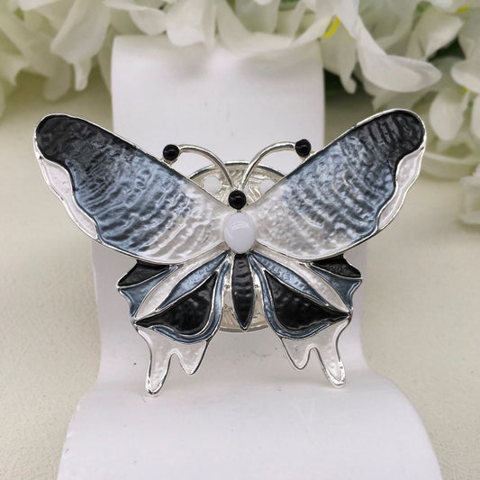 Magnetic Scarf Brooch - Silver Butterfly