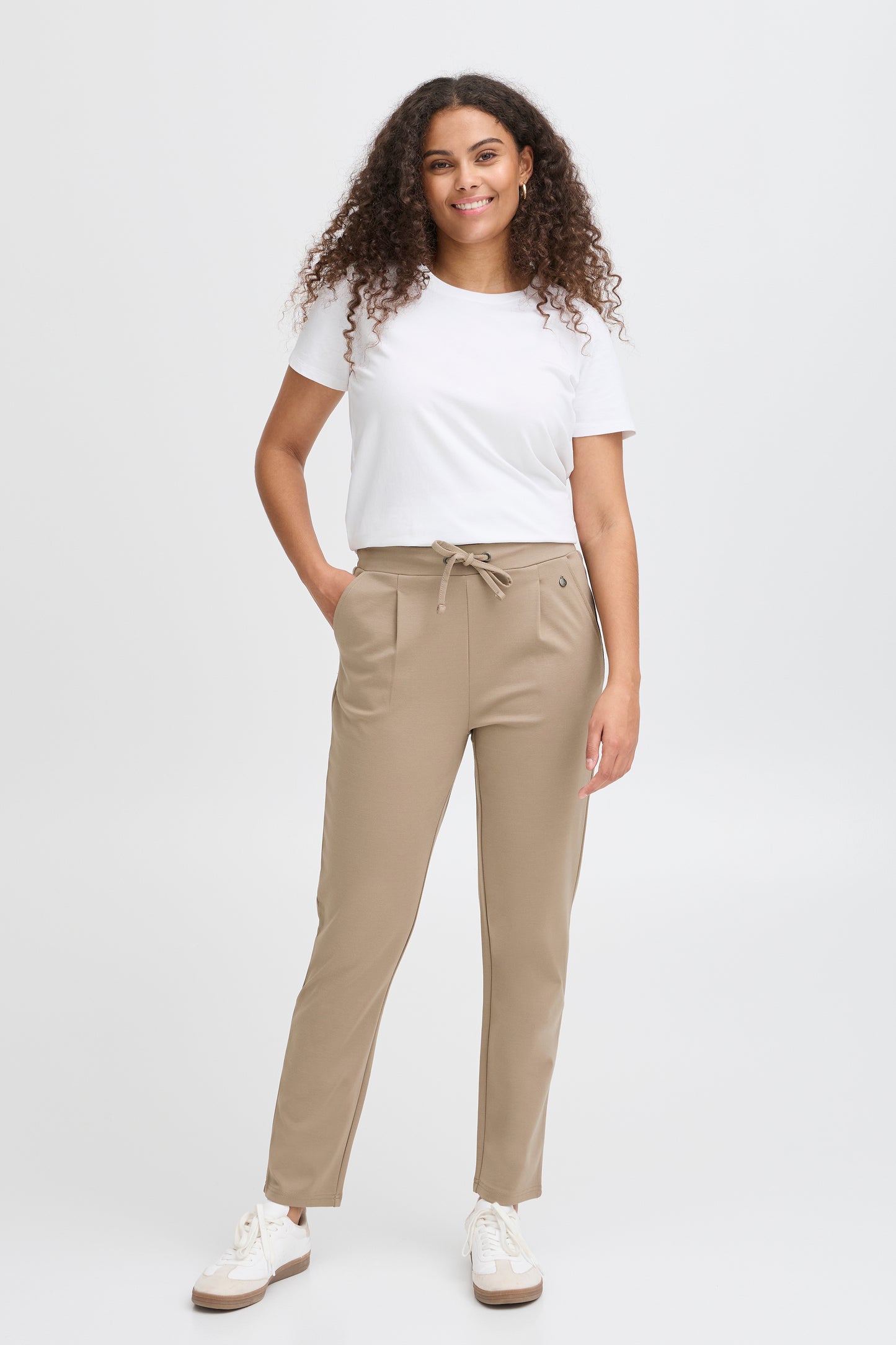 Fransa Stretch Casual Trousers - Camel