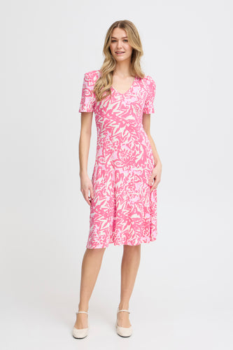 Fransa Fedot Short Sleeve Swing Dress - Pink
