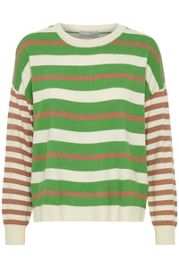 Fransa Melani Striped Pullover - Green