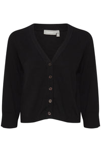 Fransa Clia Cropped Knitted Cardigan - Black