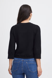 Fransa Clia Cropped Knitted Cardigan - Black