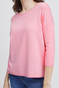 Fransa Clia 3/4 Sleeve Sweater - Pink Frosting