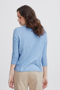 Fransa Clia 3/4 Sleeve Sweater - Sky Blue