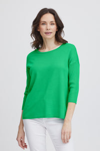 Fransa Clia 3/4 Sleeve Sweater  - Leaf Green