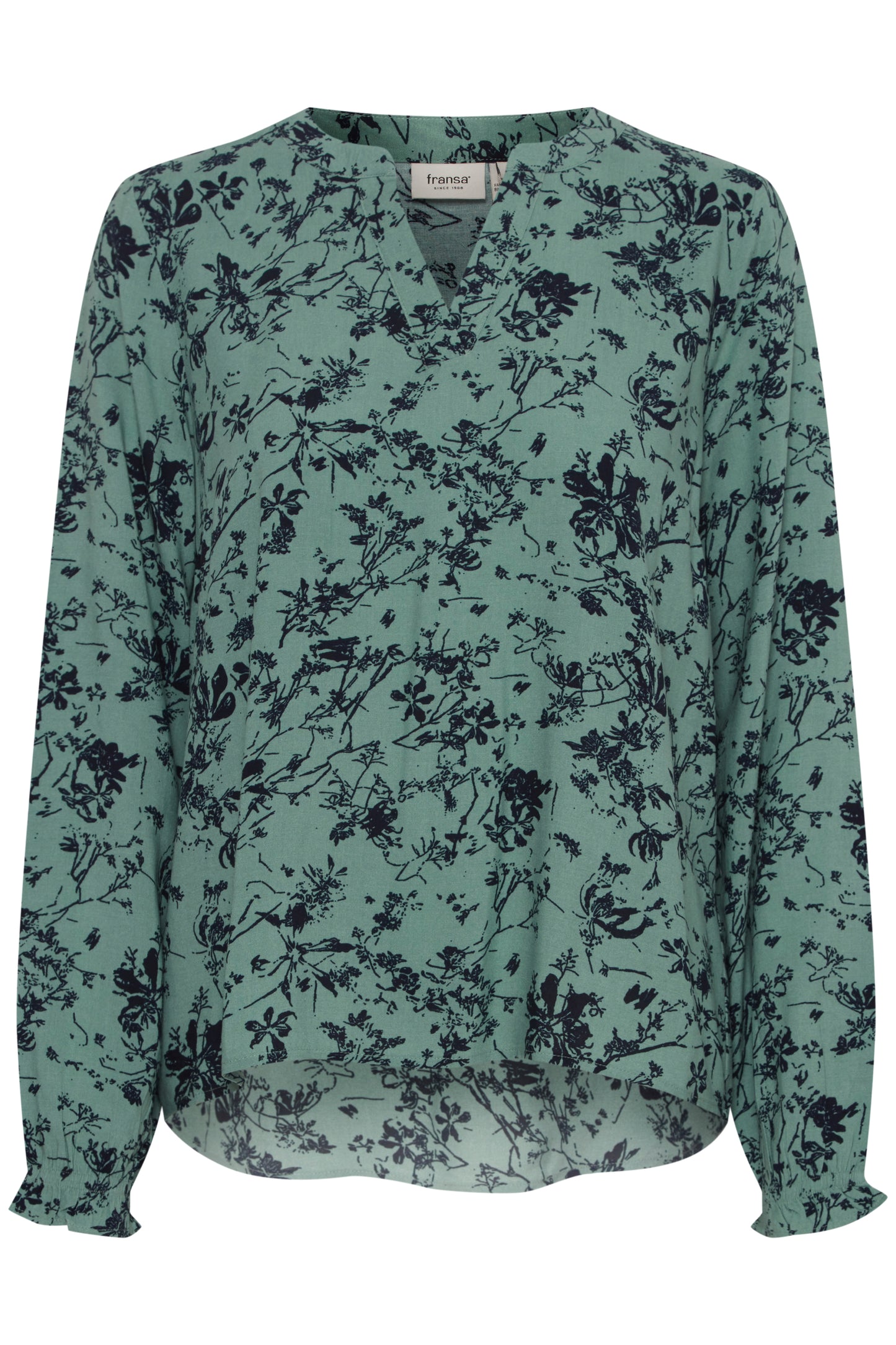 Fransa Flowy Printed Blouse - Sage Green