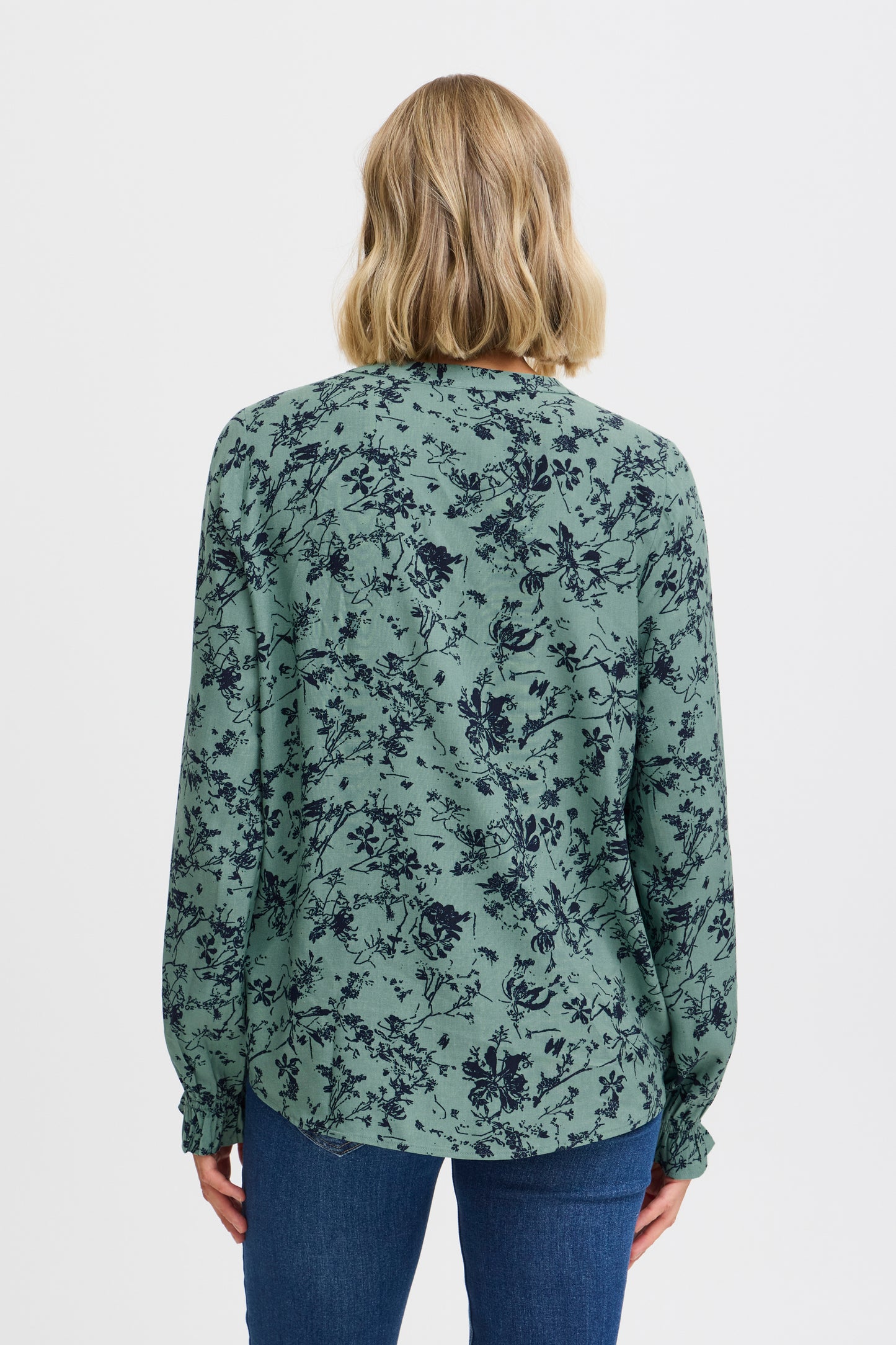 Fransa Flowy Printed Blouse - Sage Green