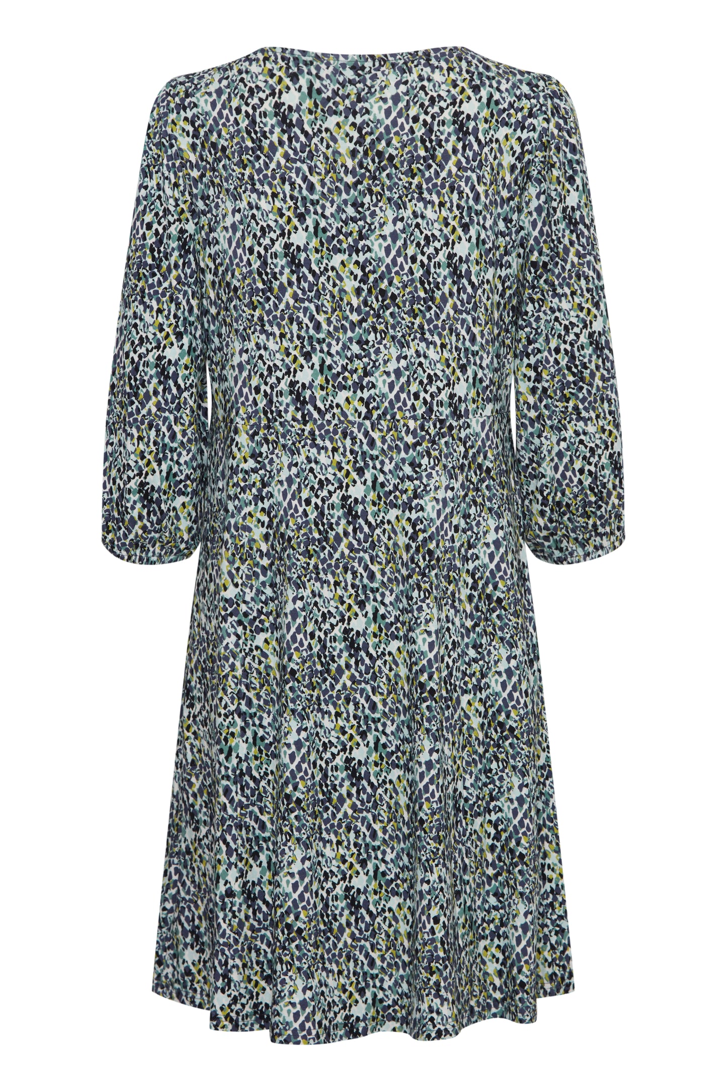 Fransa Flora Printed Dress - Green/ Blue Diamond