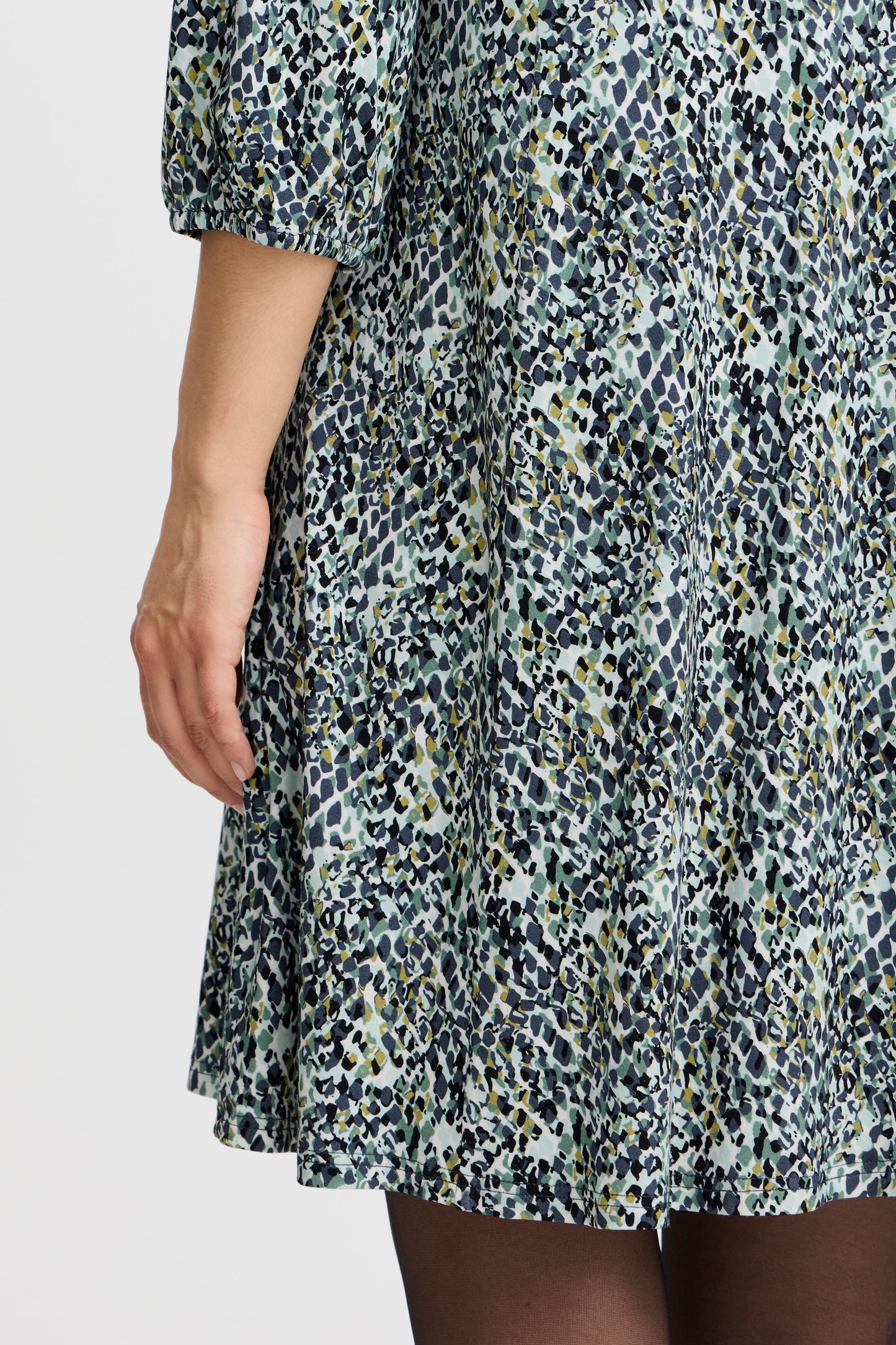 Fransa Flora Printed Dress - Green/ Blue Diamond