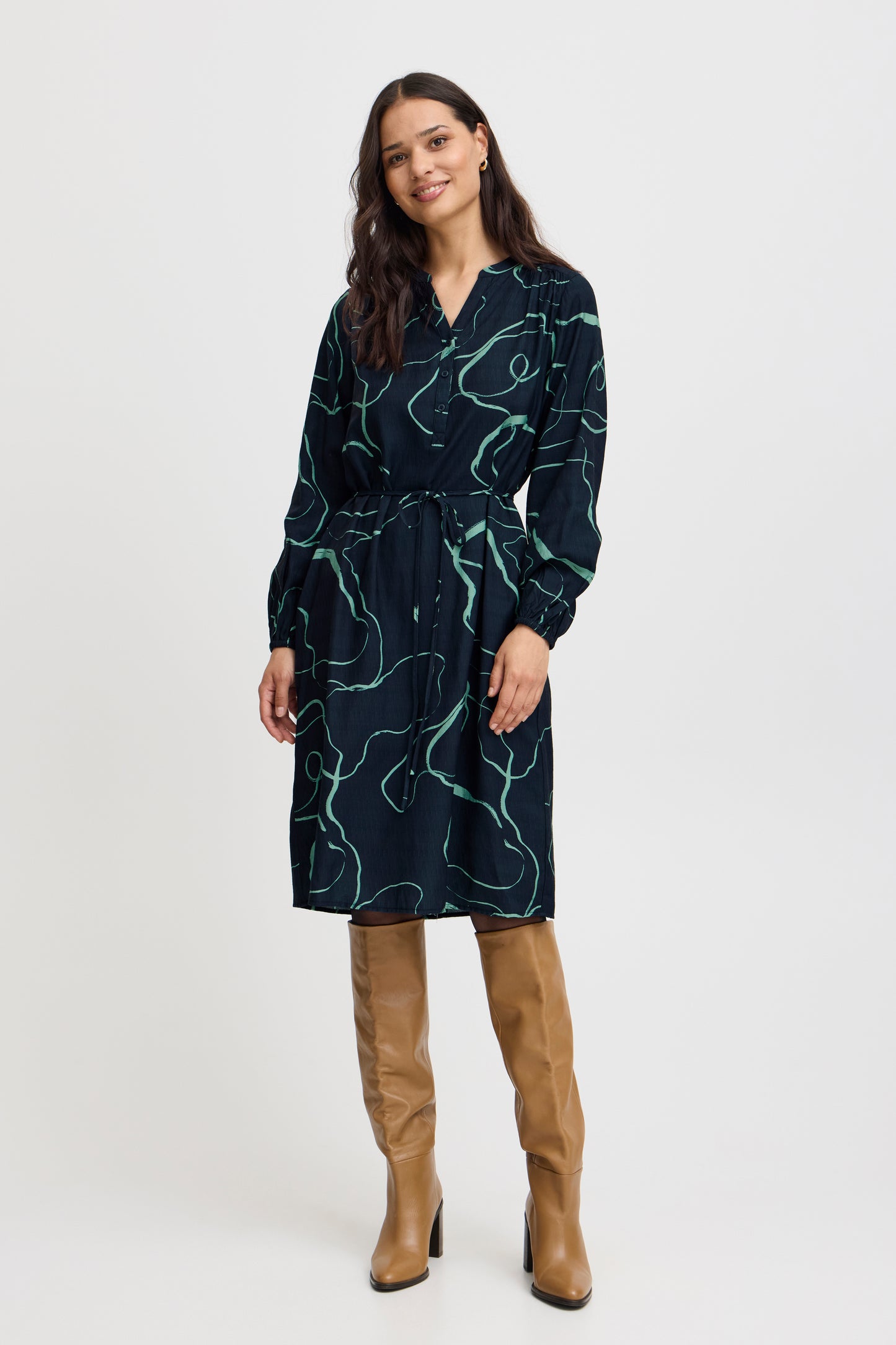 Fransa Ariana Swirl Print dress - Navy