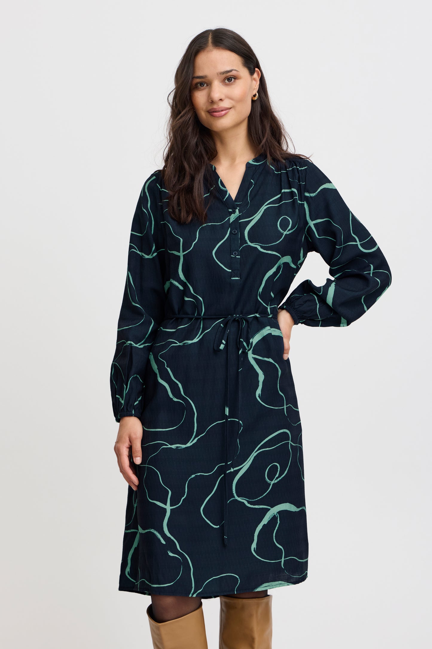 Fransa Ariana Swirl Print dress - Navy