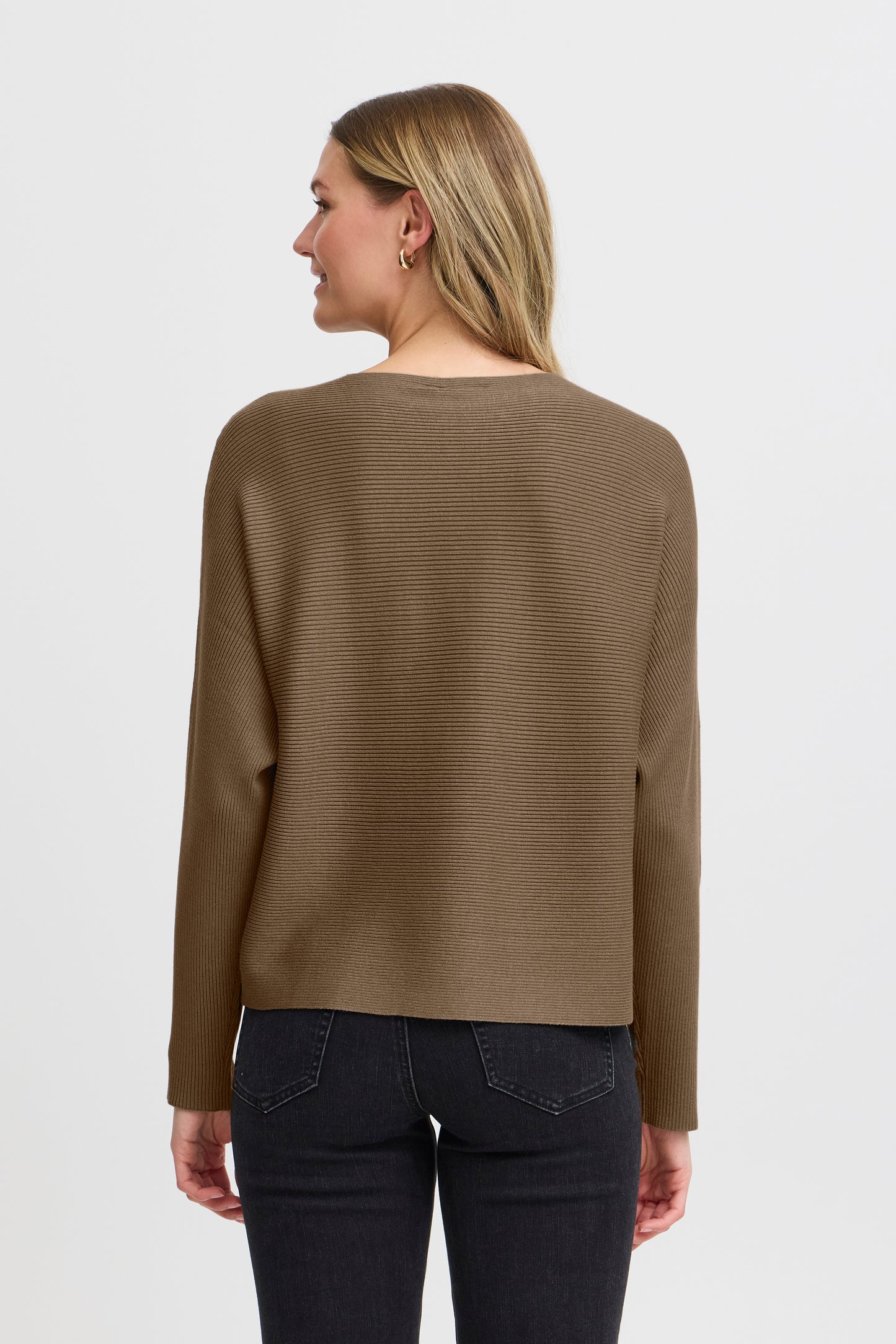 Fransa Lala Ribbed Sweater - Walnut