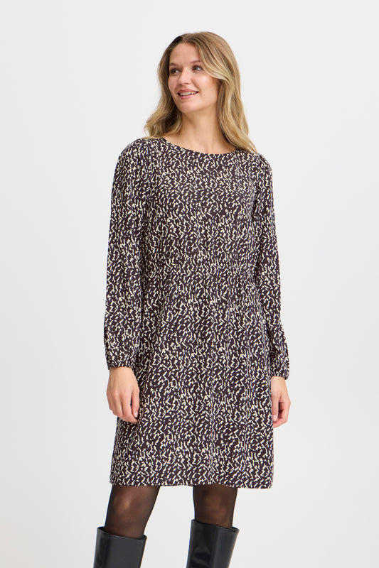 Fransa Flowy Printed Dress - Ditsy Monochrome