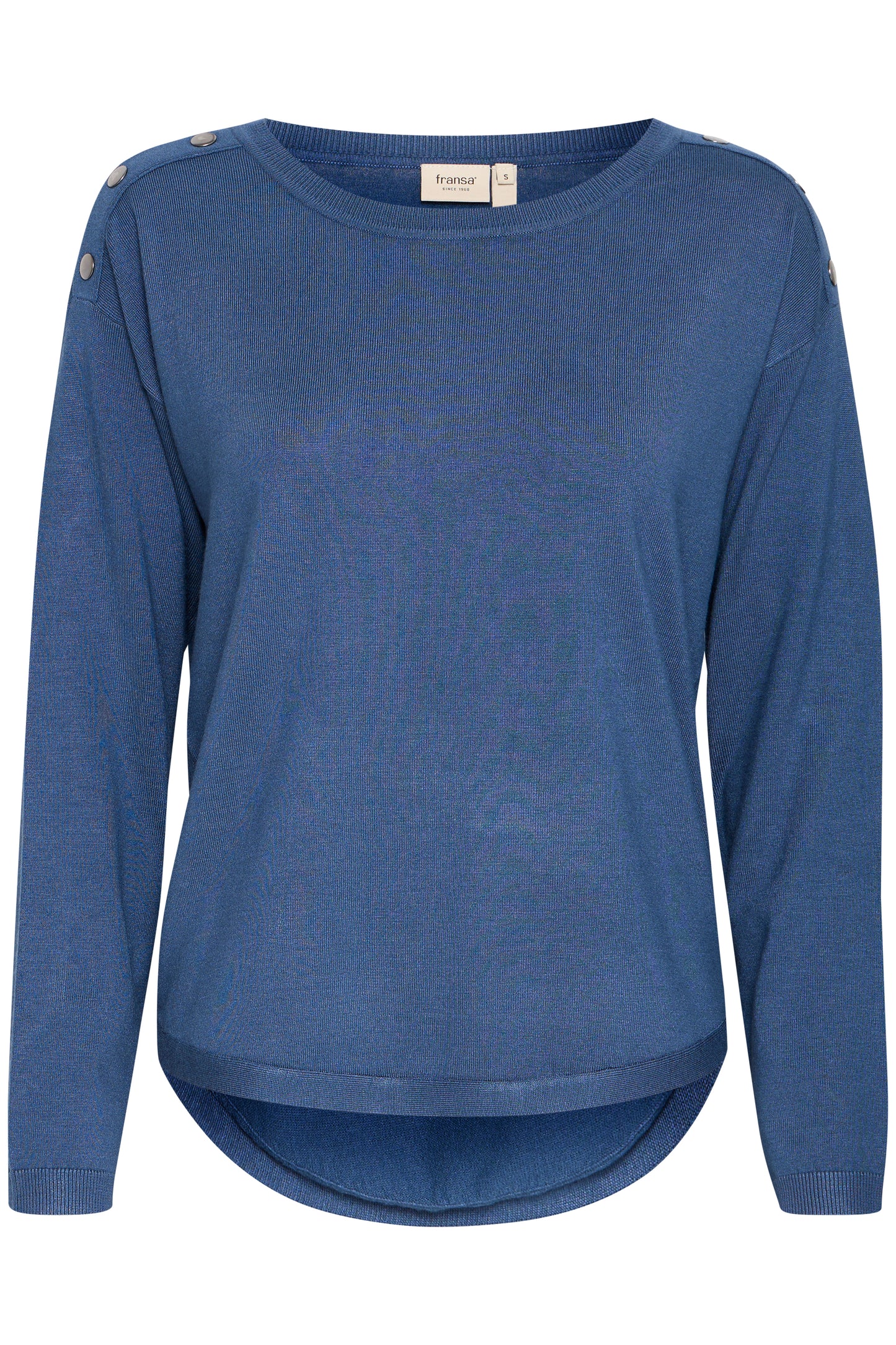 Fransa Basic Button Sweater - Denim Blue