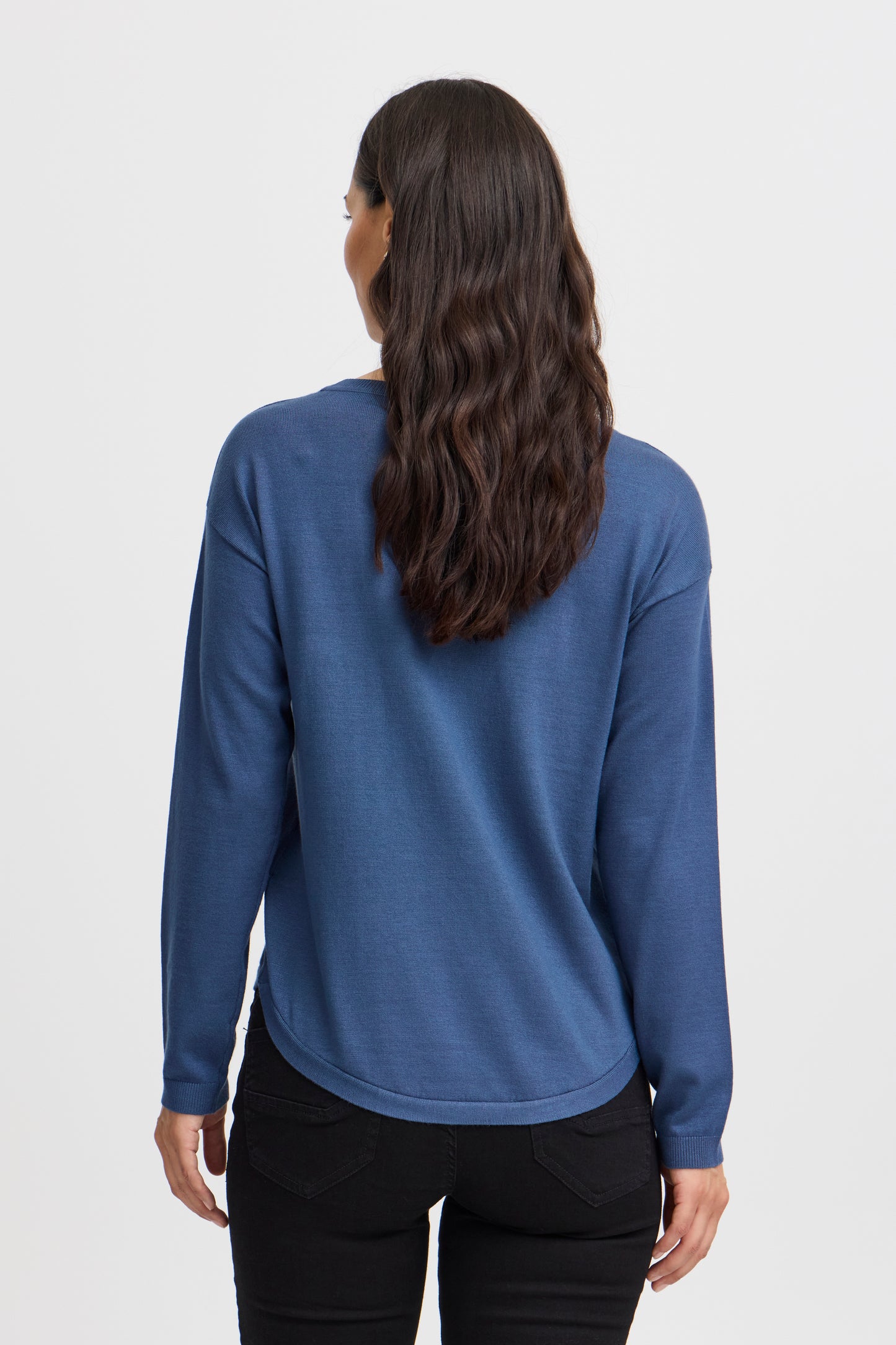 Fransa Basic Button Sweater - Denim Blue