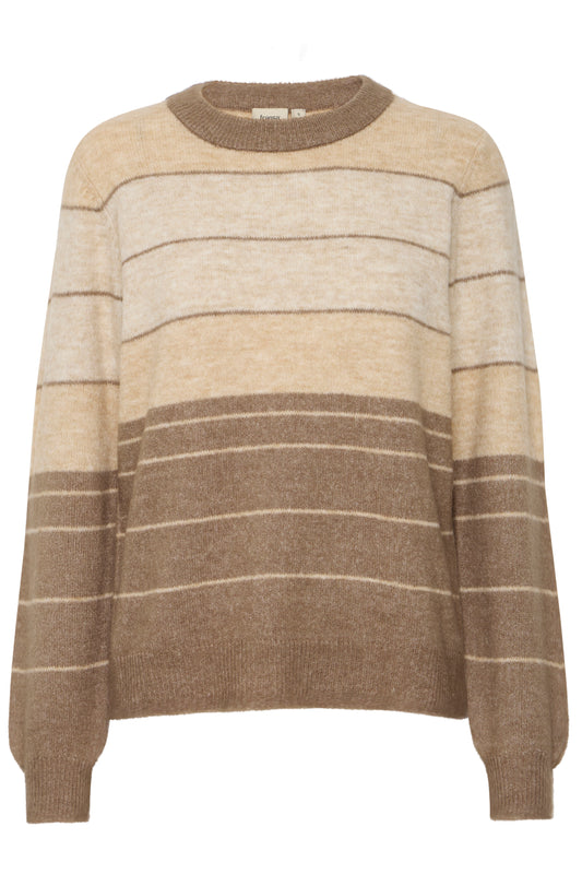 Fransa Ellis Striped Sweater - Walnut