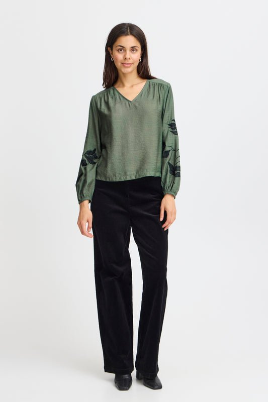 Fransa Harbo Printed Blouse - Forest Green