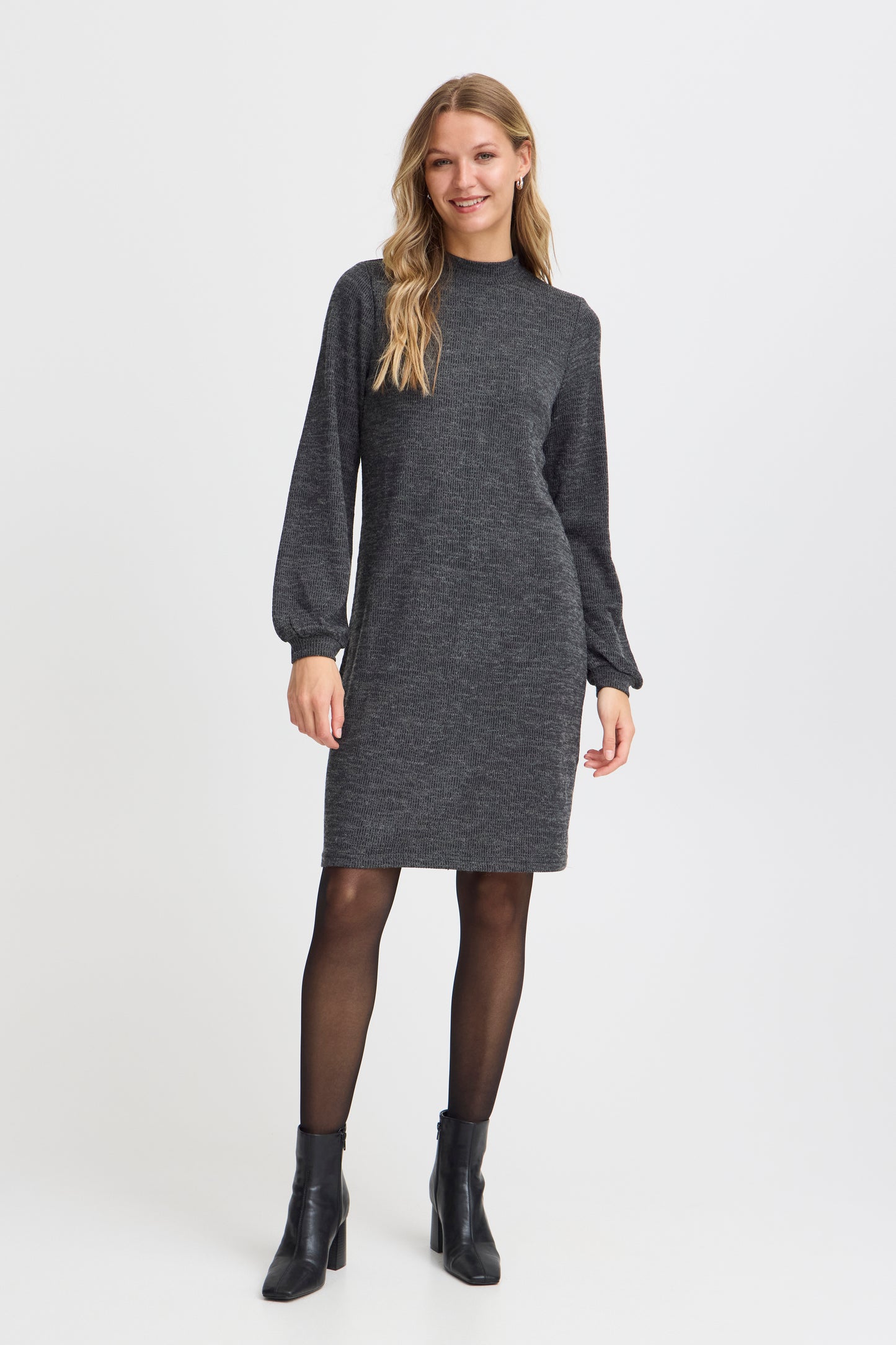 Fransa Anabel Knitted Dress - Charcoal