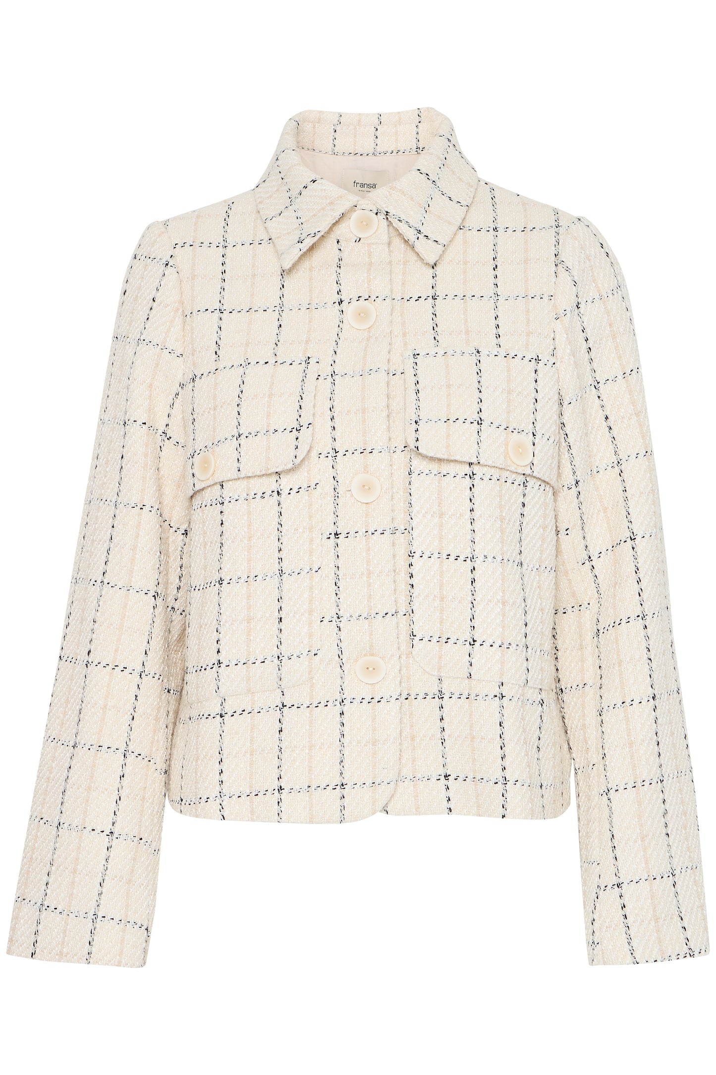 Fransa Chani Check Jacket - Cream