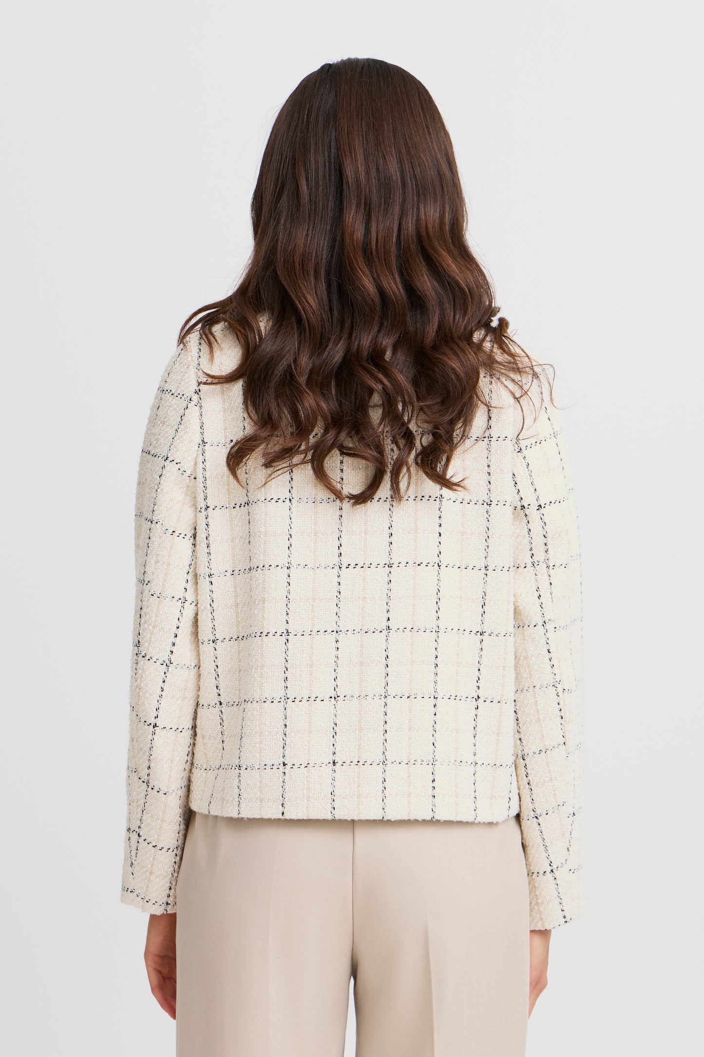 Fransa Chani Check Jacket - Cream