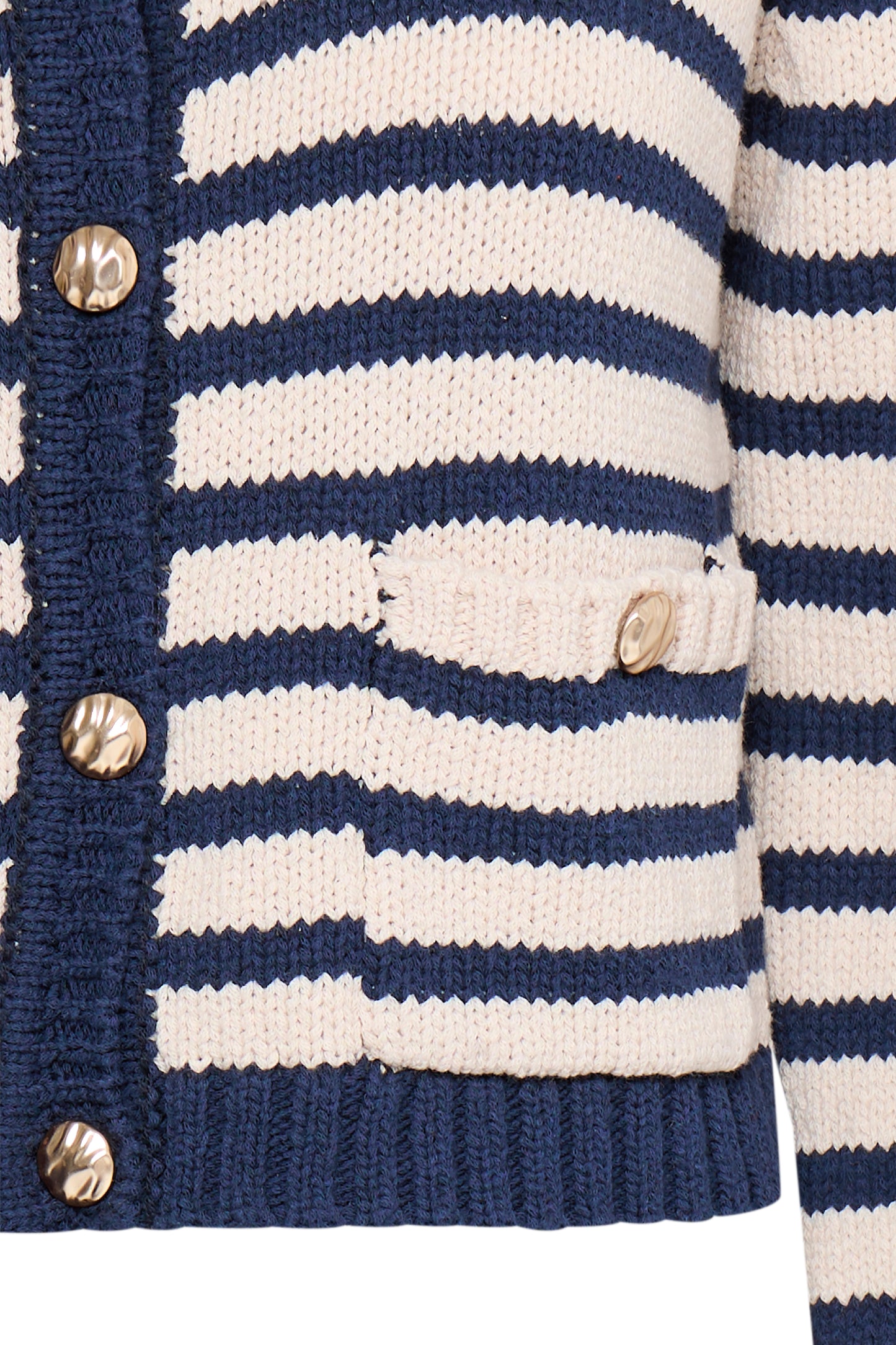 Fransa Belinda Cotton Blend Knitted Jacket - Navy Stripe