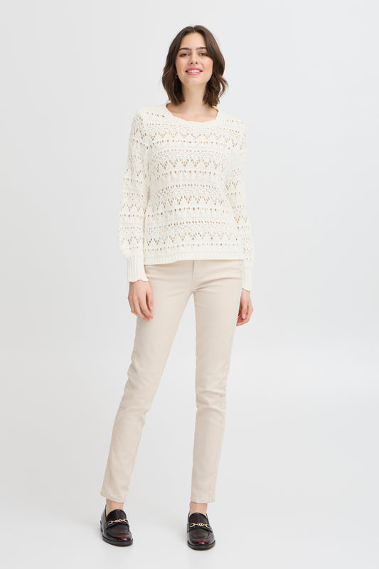 Fransa Costa Cotton Blend Sweater - Cream