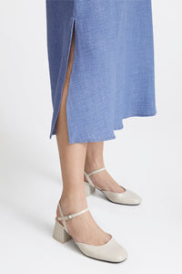 Fransa Denisa Midaxi Skirt - Denim Blue
