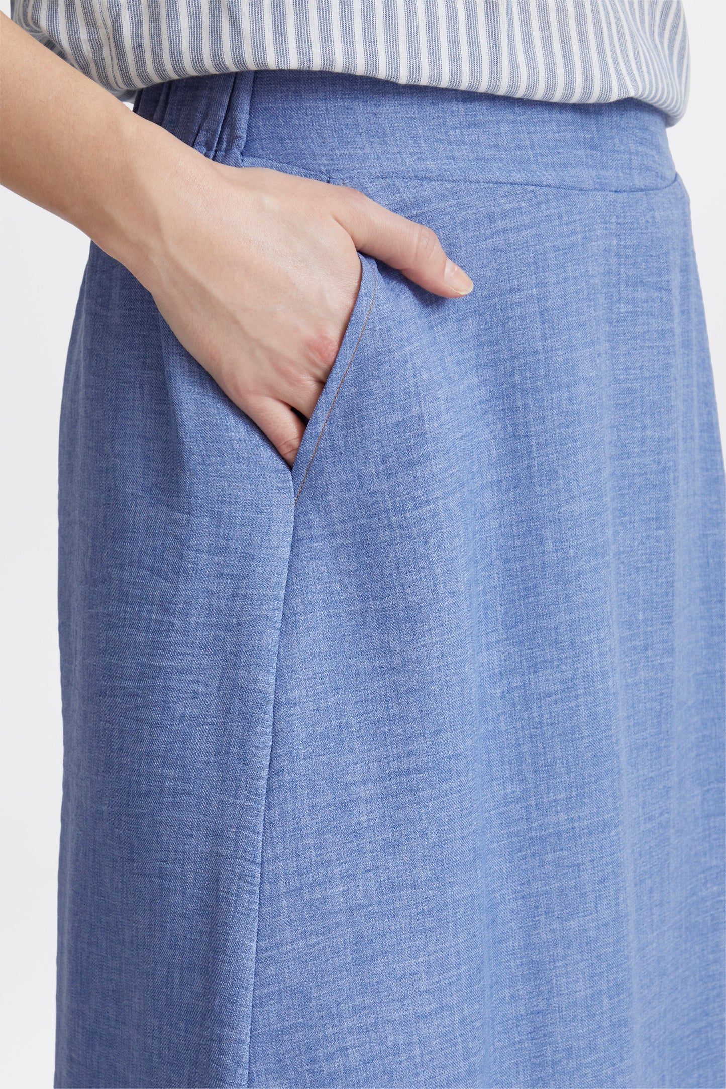 Fransa Denisa Midaxi Skirt - Denim Blue