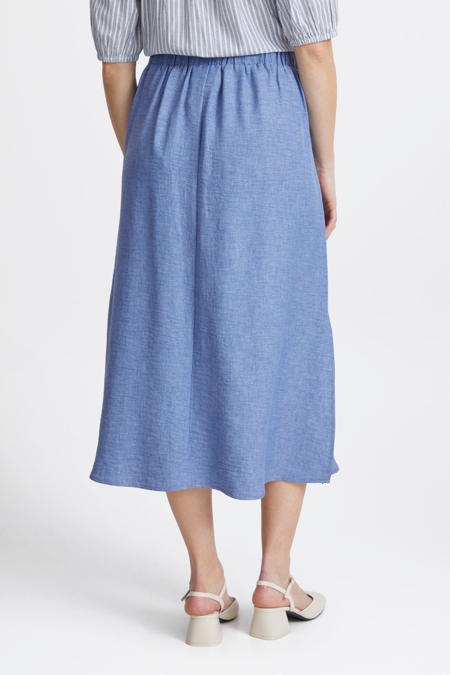 Fransa Denisa Midaxi Skirt - Denim Blue