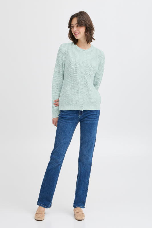 Fransa Erni Cotton Blend Cardigan - Aqua Blue