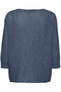 Fransa Carly Loose Knit Sweater - Denim Blue