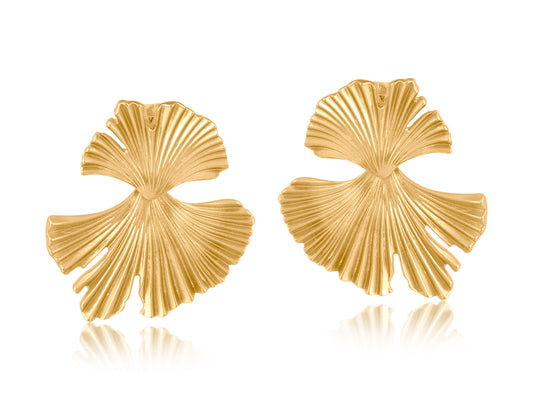 Big Metal London Gynko Leaf Gold Earrings